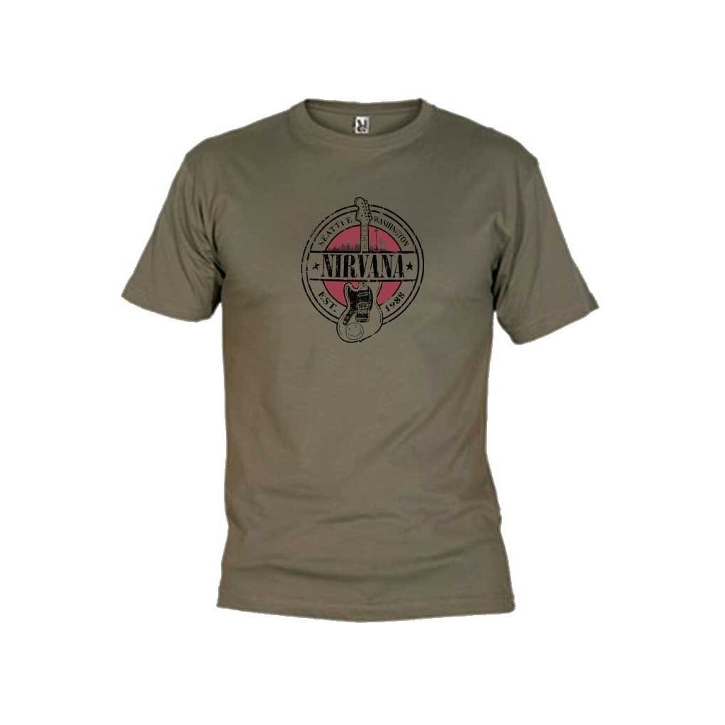 Camiseta Kaki Nirvana guitarra