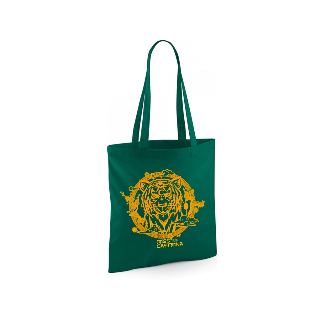 Bolsa verde Miss Caffeina tigre