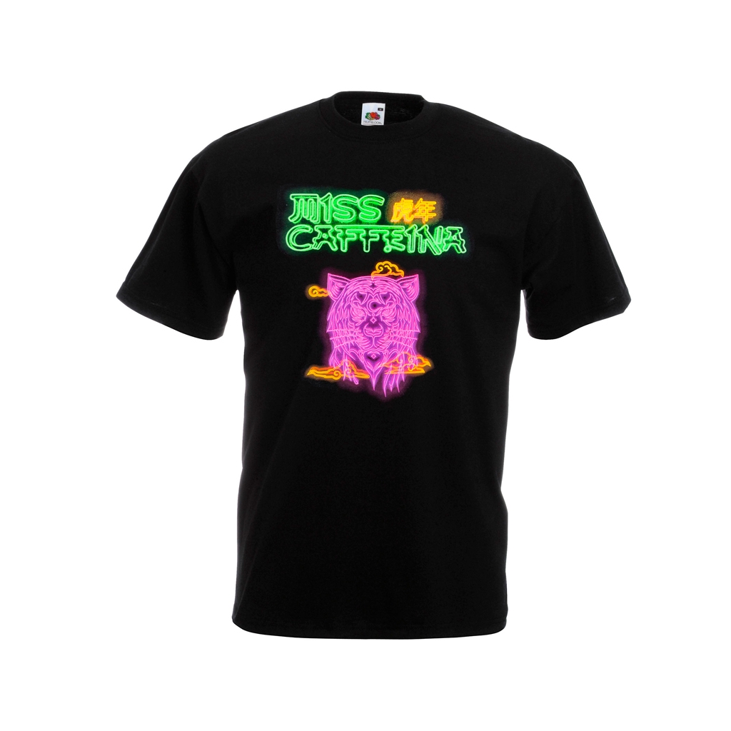 Camiseta Miss Caffeina tigre neón