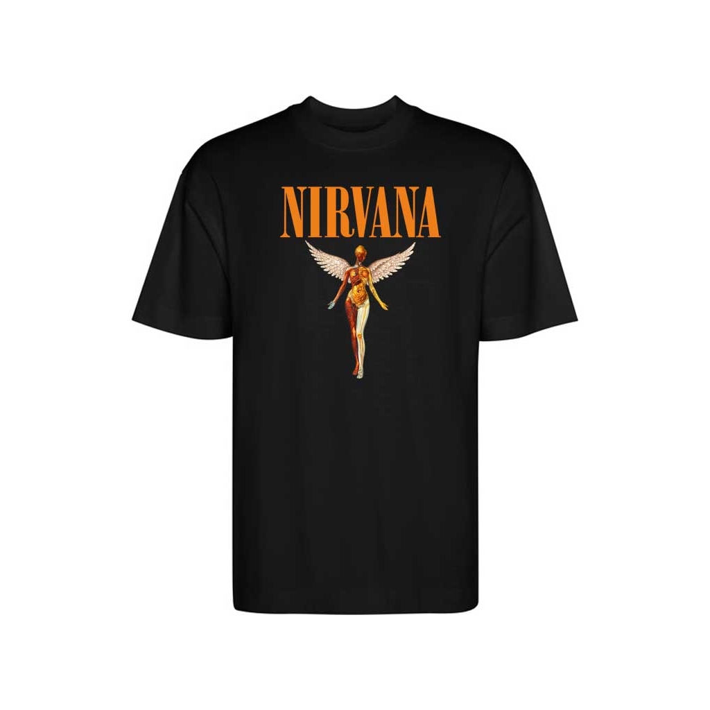 Camiseta negra Nirvana oversize in utero