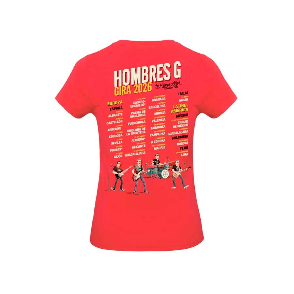 Camiseta roja mujer Hombres G gira 2026