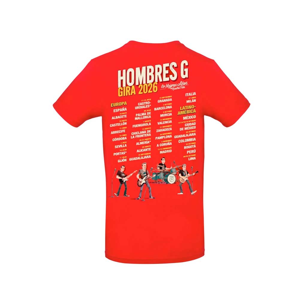 Camiseta roja Hombres G gira 2026