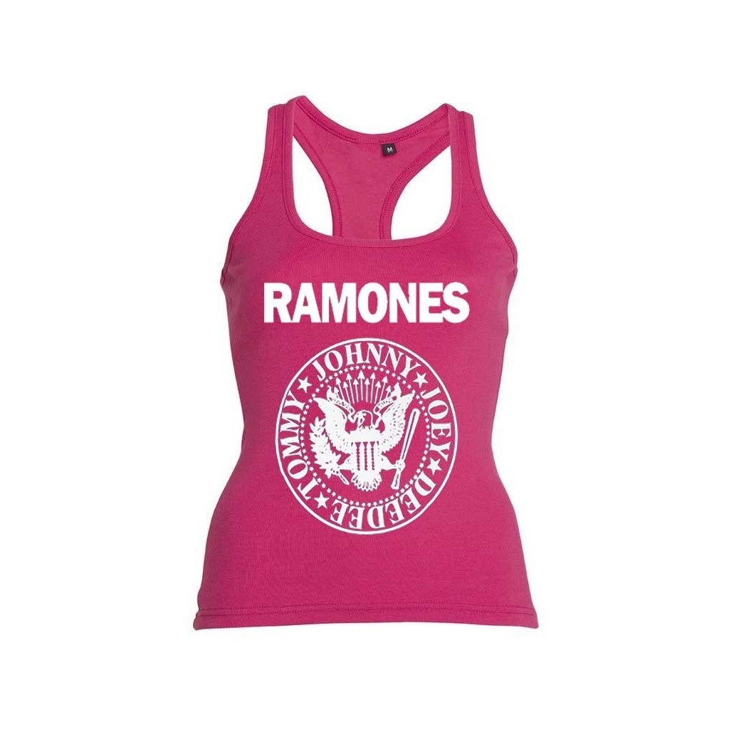 Camiseta mujer Ramones tirante fucsia
